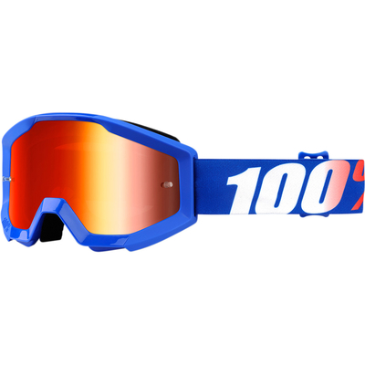 Dětské motokrosové brýle 100% Strata - Modrá/Bílá/Červená - zrcadlové